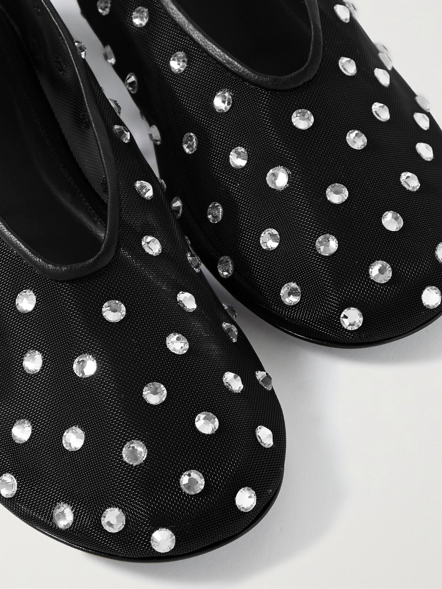 Marcy crystal-embellished mesh ballet flats Black - 4