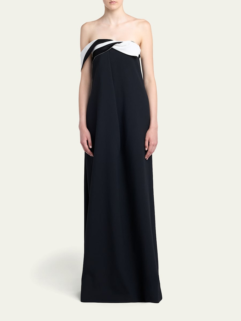 TOM FORD Bicolor Twisted Off-The-Shoulder Satin Gown outlook