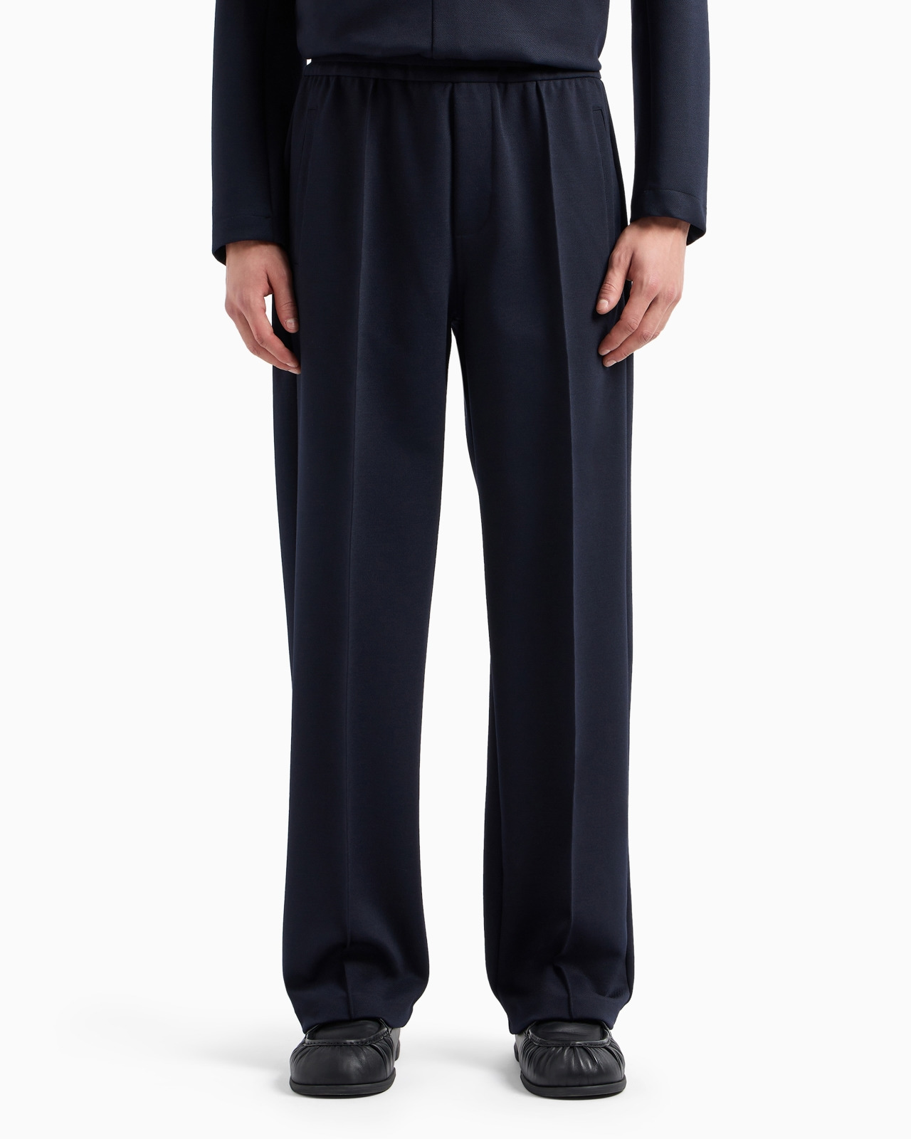 Soft wool-blend cloth trousers with ribs and elastic waist - 2