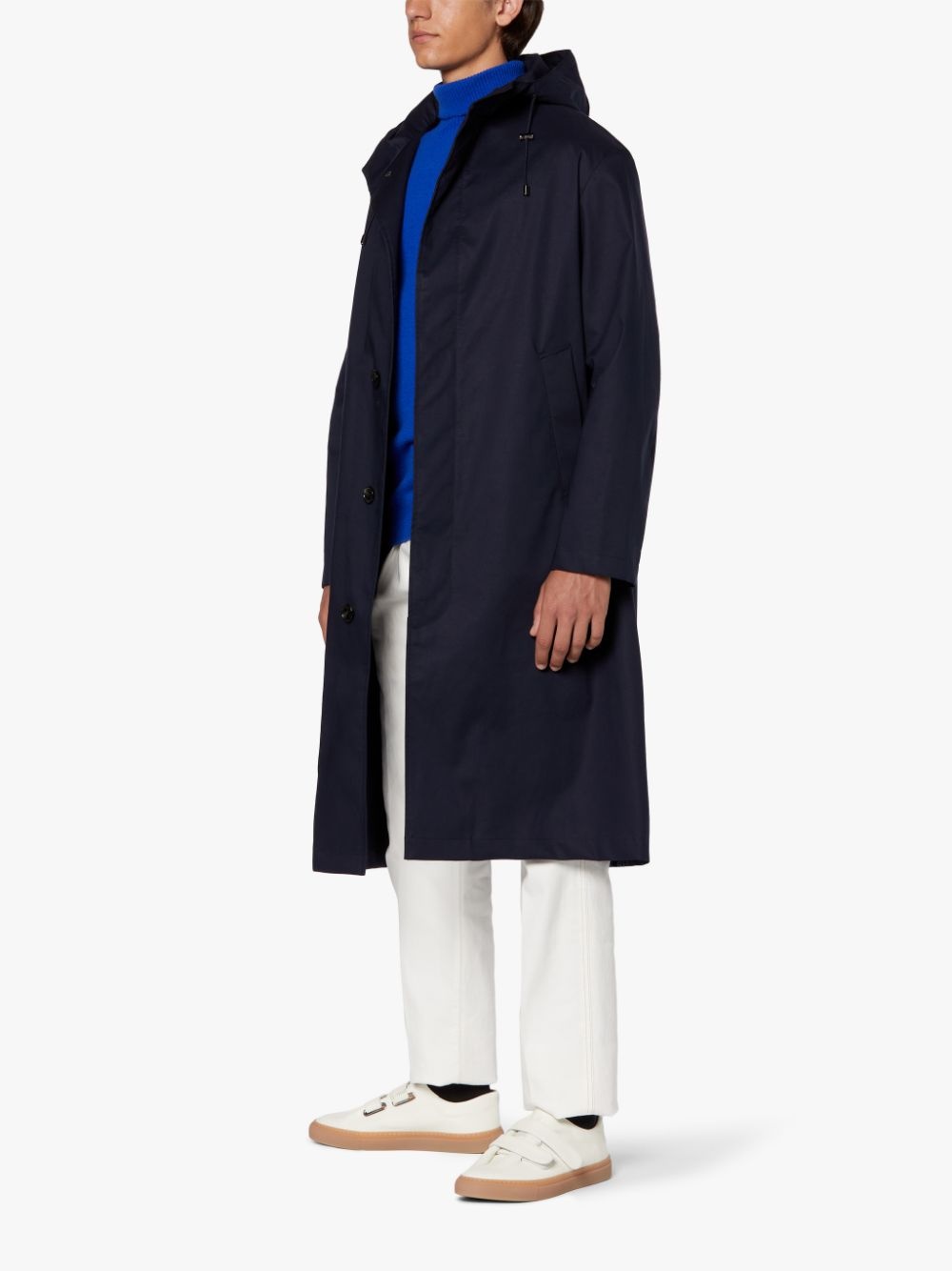 WOLFSON NAVY RAINTEC COTTON LONG HOODED COAT | GMC-110 - 4