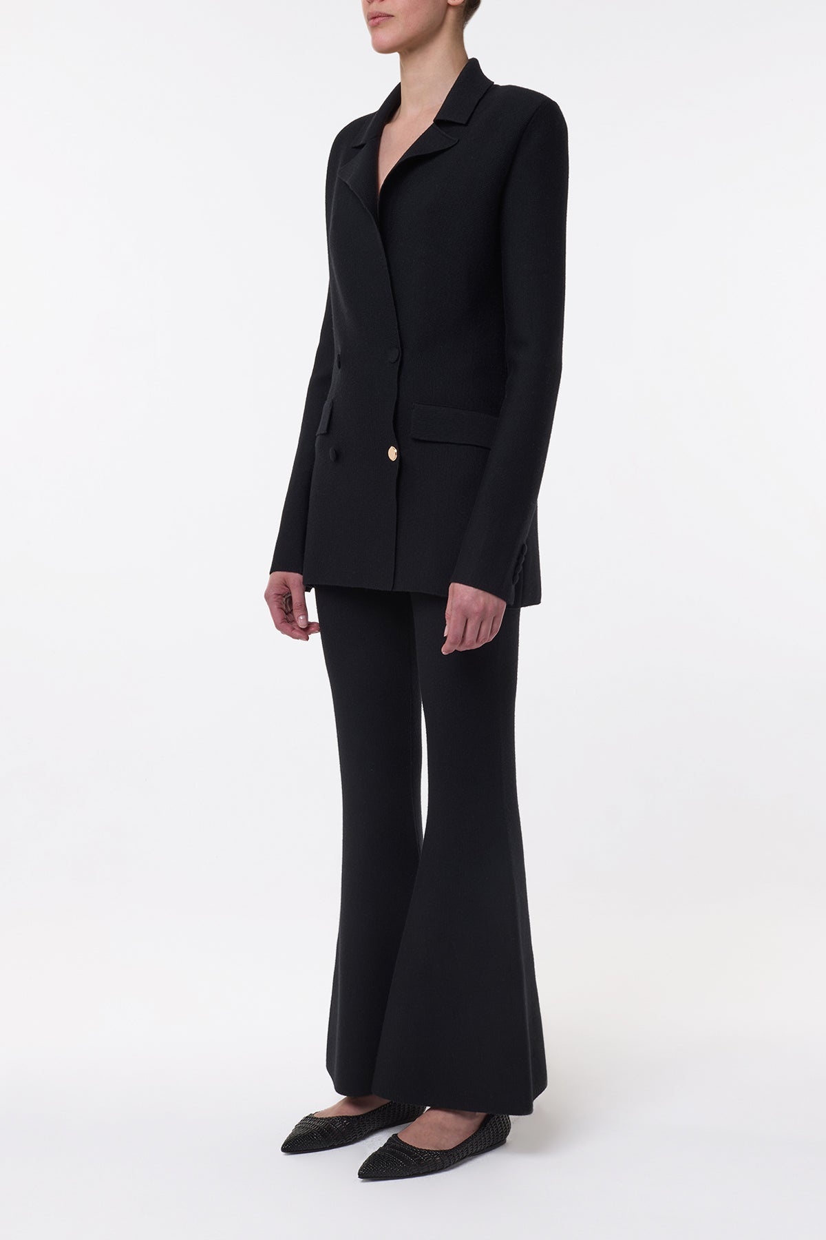 Bowen Knit Jacket in Black Wool - 3