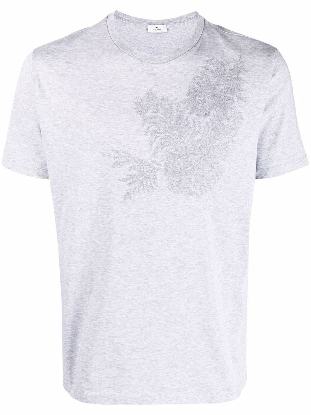 leaf-embroidered T-shirt - 1