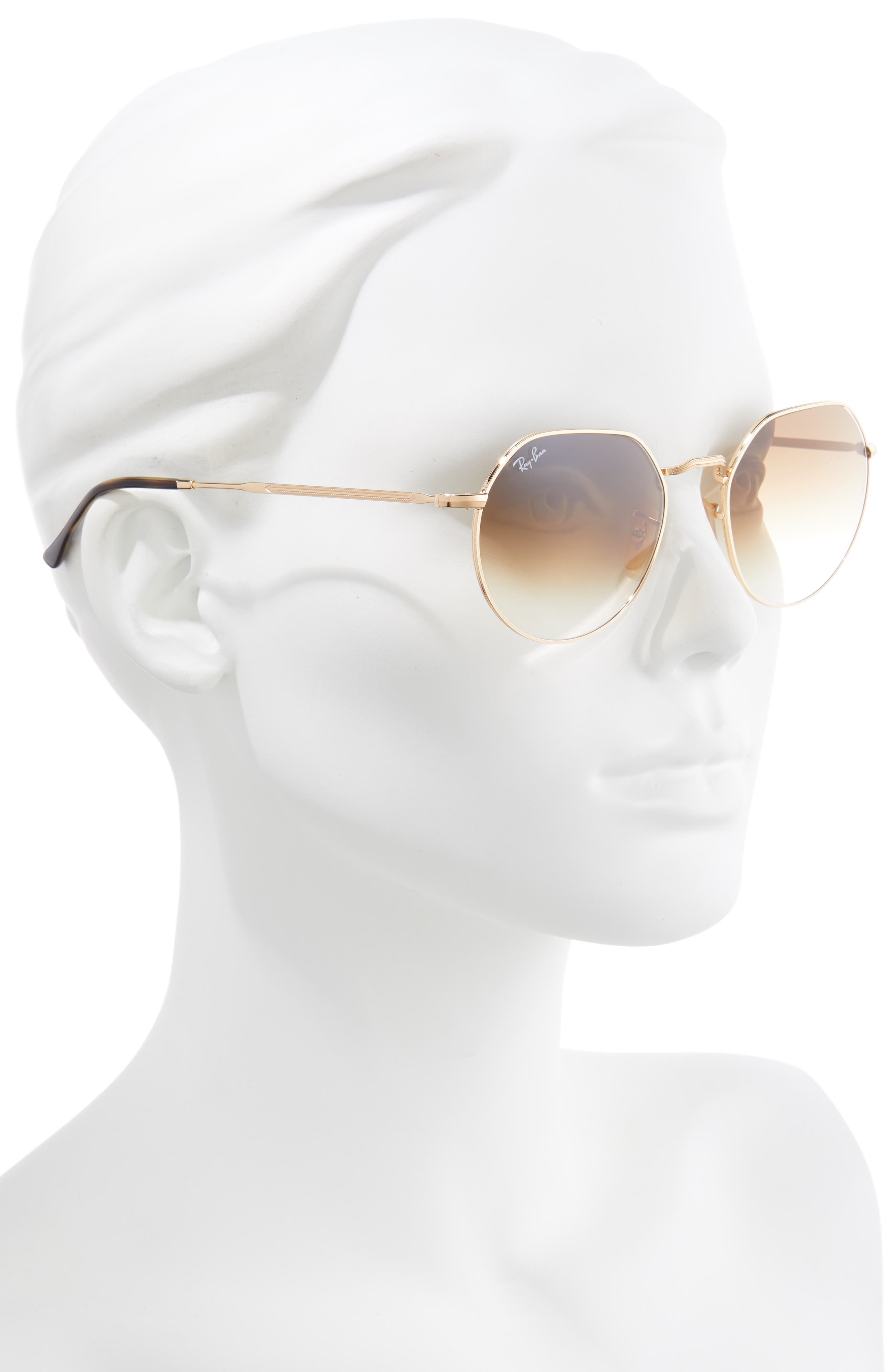 Ray-Ban Jack 53mm Round Sunglasses in Arista /Clear Gradient Brown at Nordstrom - 3