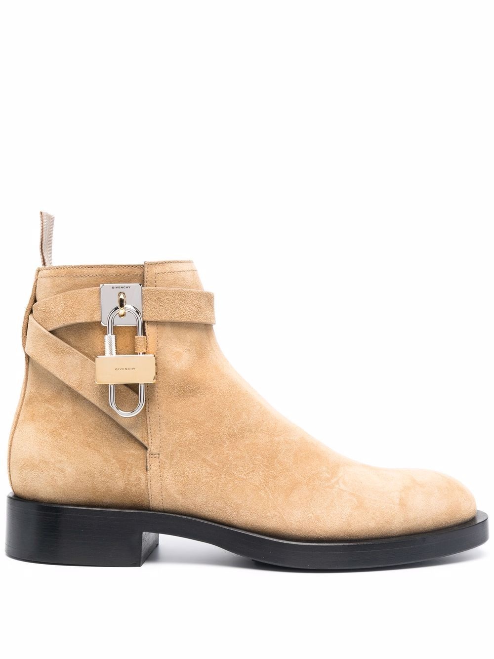 padlock-detail suede boots - 1