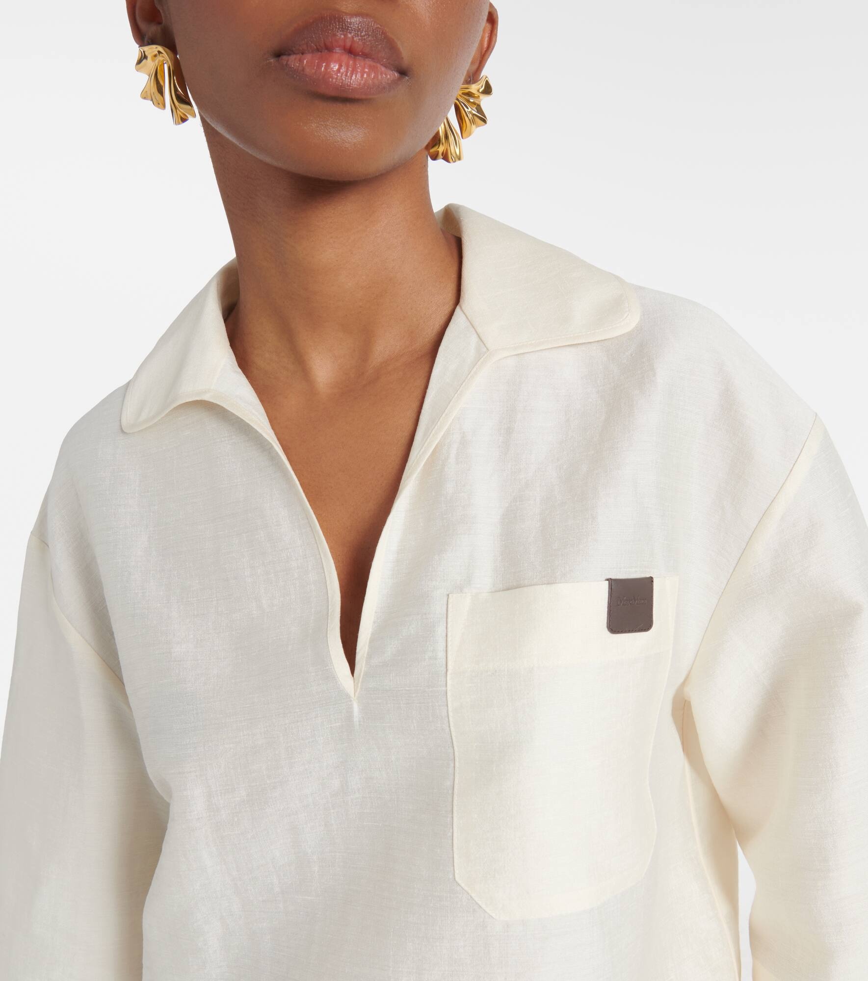 Osiride linen and silk-blend polo shirt - 4