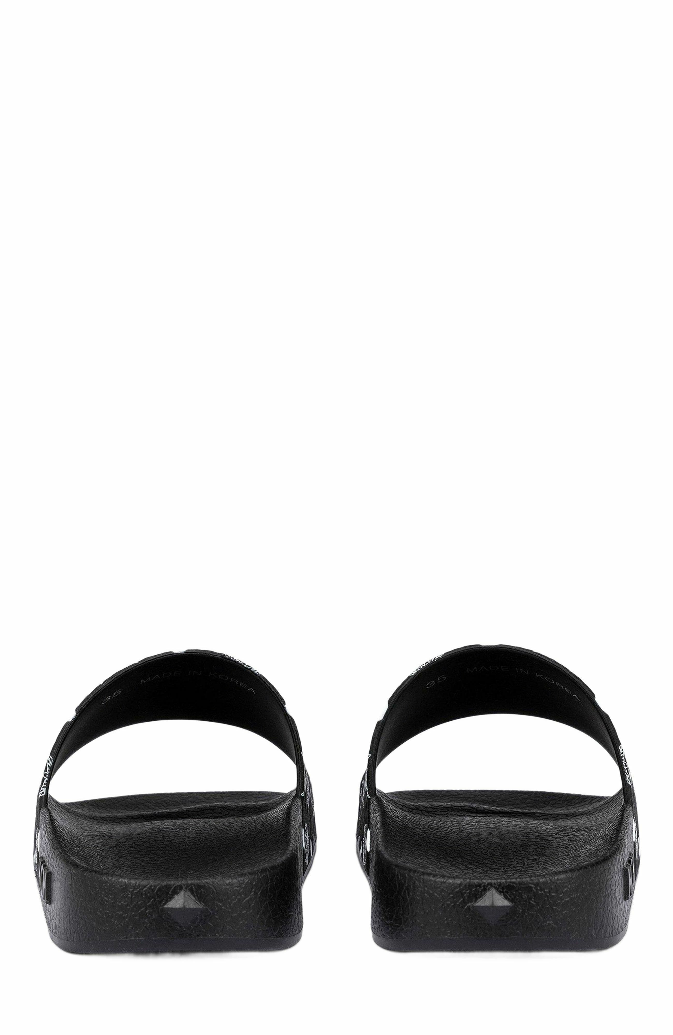MCM Monogram Print Rubber Slides in Black at Nordstrom - 4