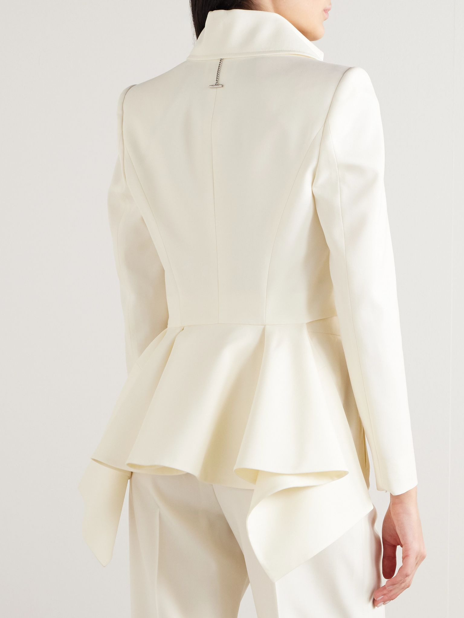 Peplum wool-twill blazer Off-white - 3