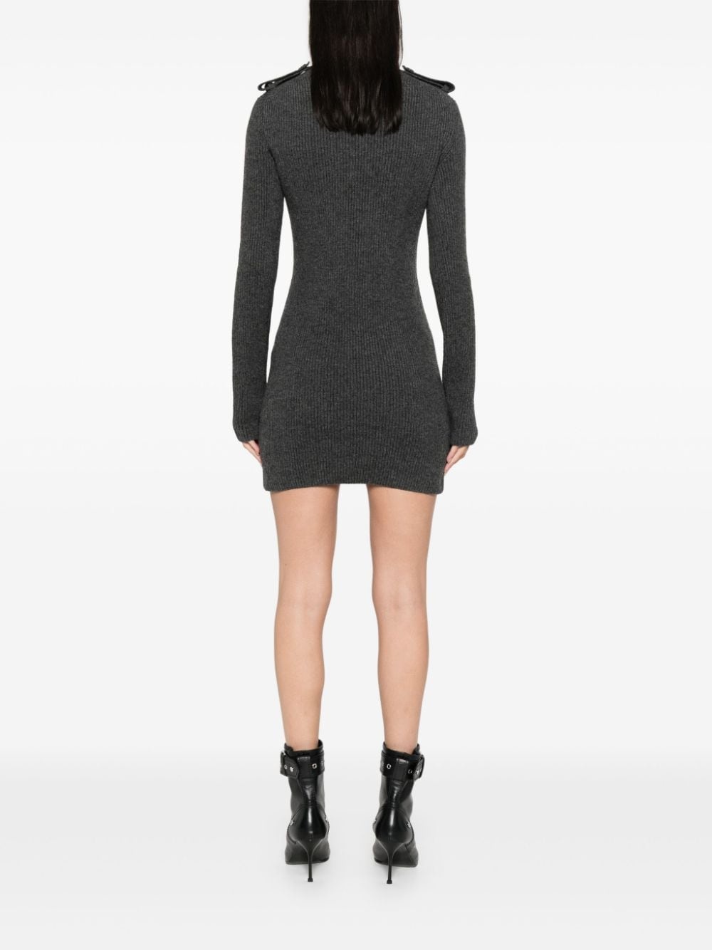 ribbed roll-neck mini dress - 4