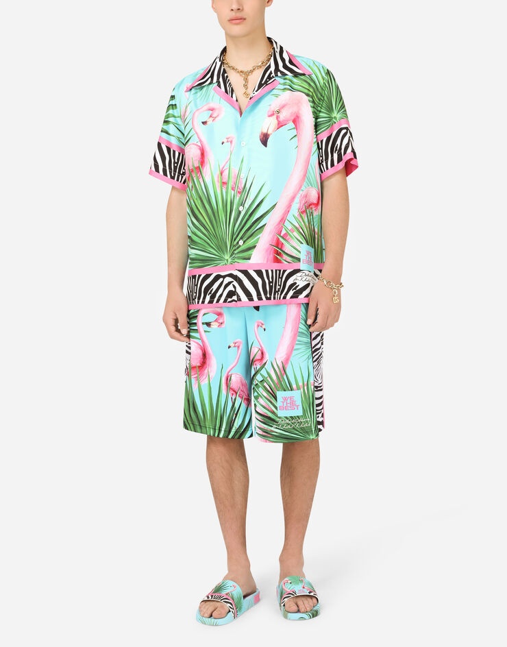 Flamingo-print cotton Hawaiian shirt - 2