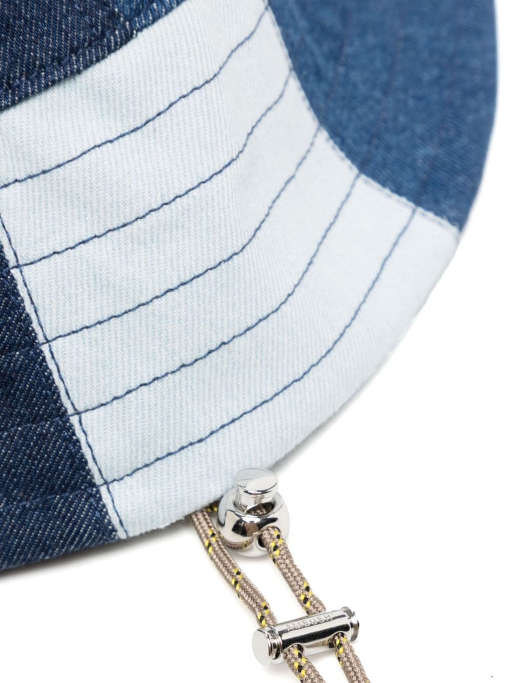 denim patchwork drawstring bucket hat - 2