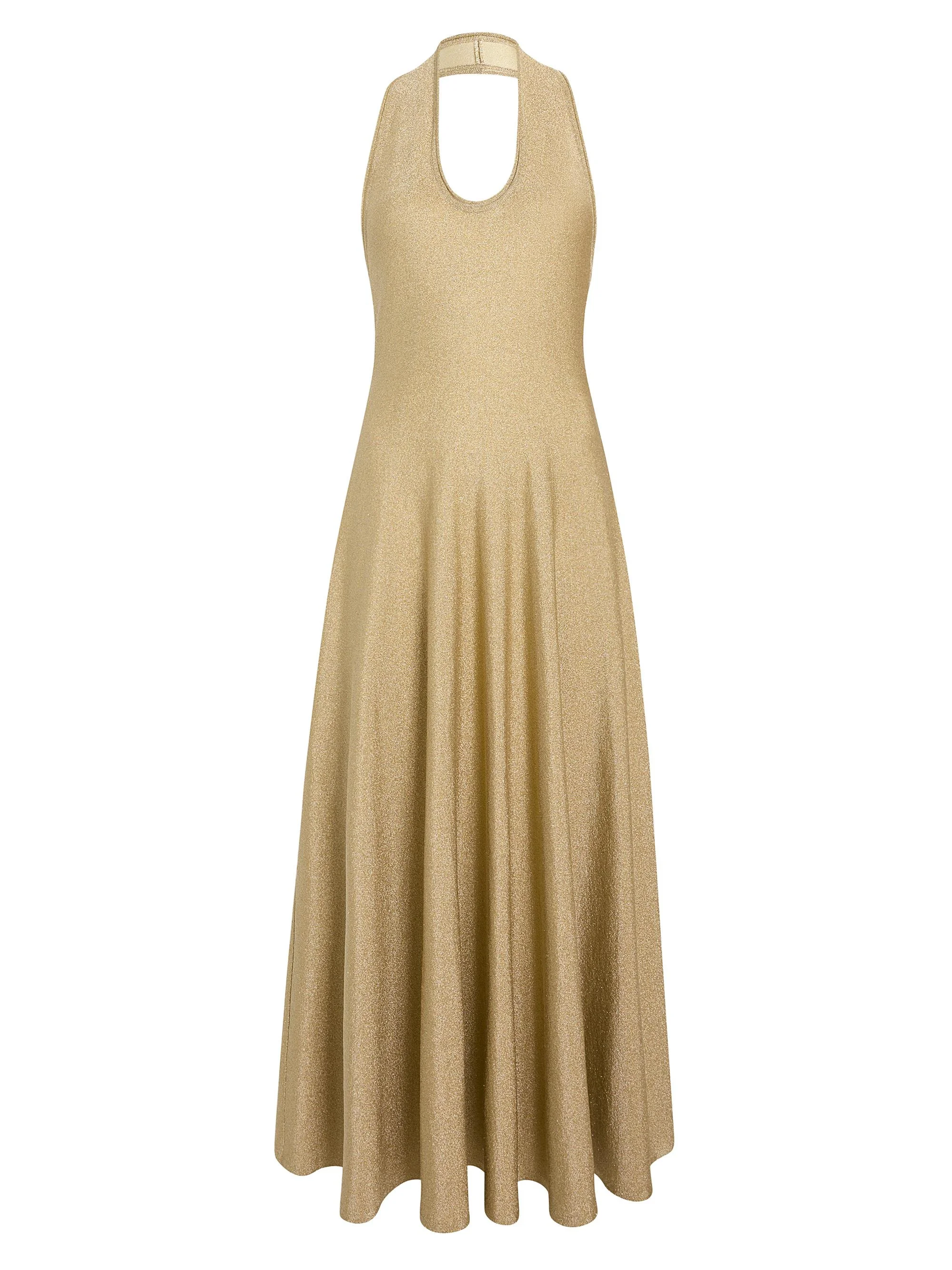 Women's Melina Metallic Halter Cocktail Dress - Gold - 1