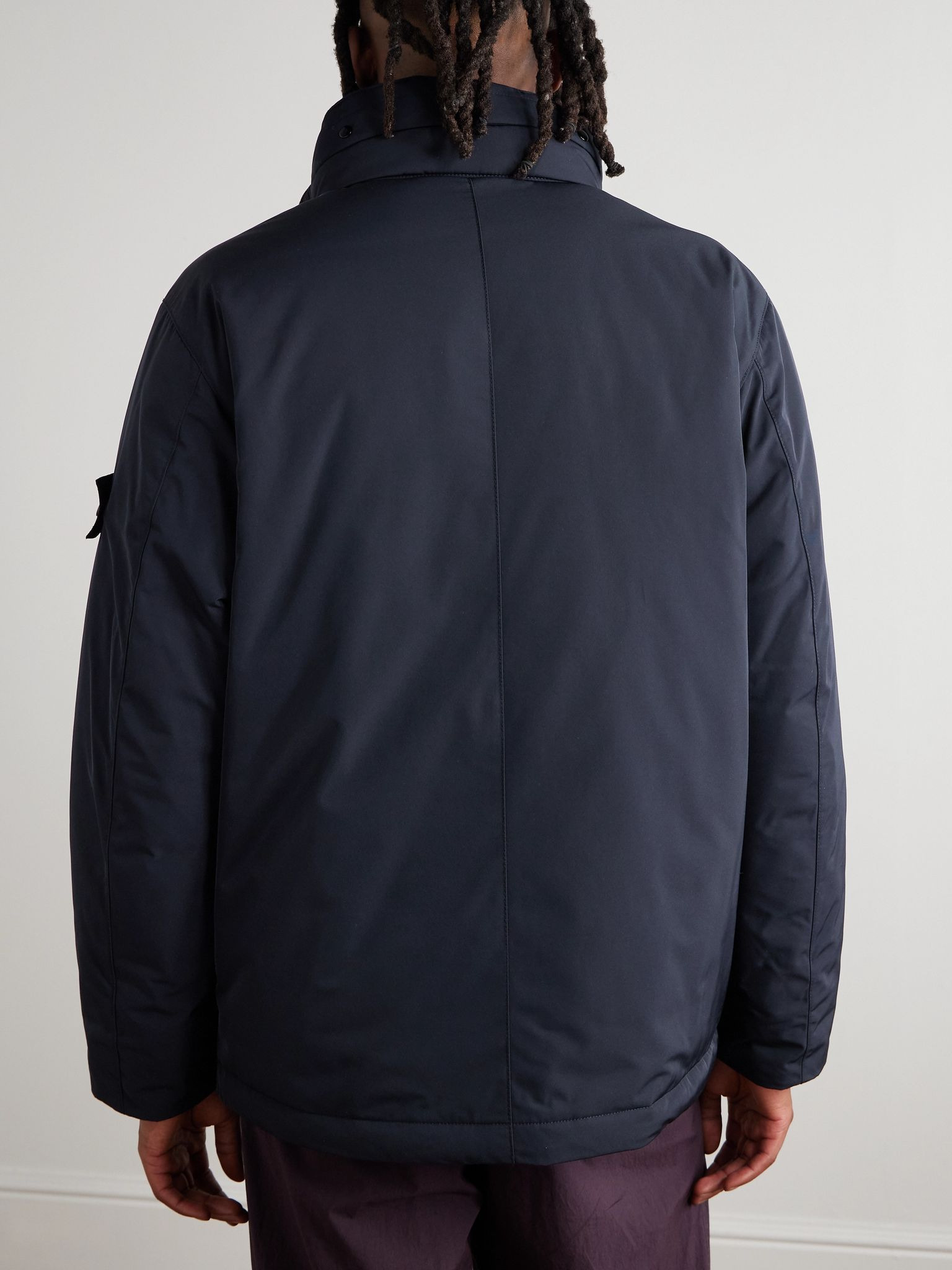 Logo-Appliquéd Padded Micro Twill Hooded Field Jacket Navy - 3
