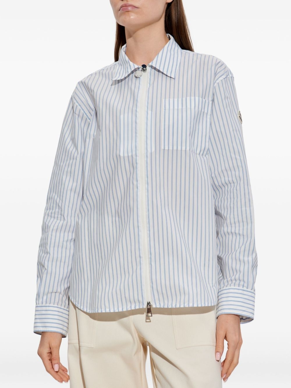 striped zip-up shirt - 3