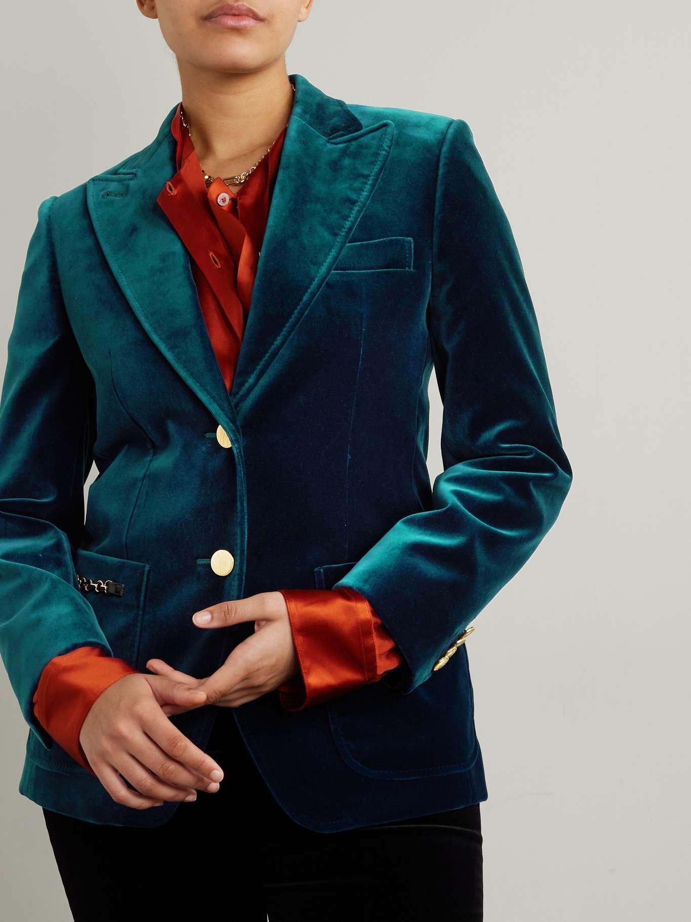 Embellished cotton-velvet blazer - 3