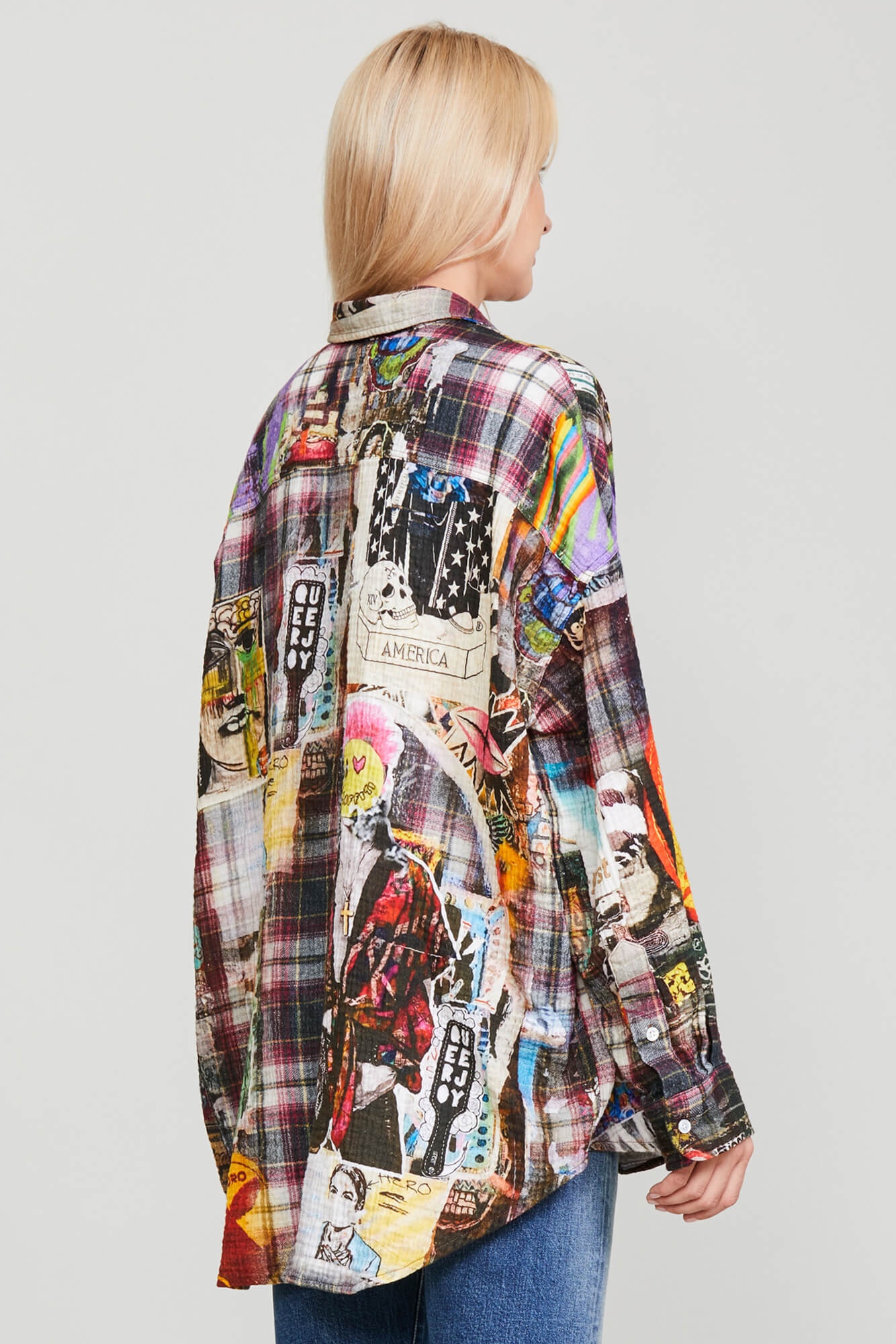 DROP NECK WORKSHIRT - GRAFFITI PLAID - 5