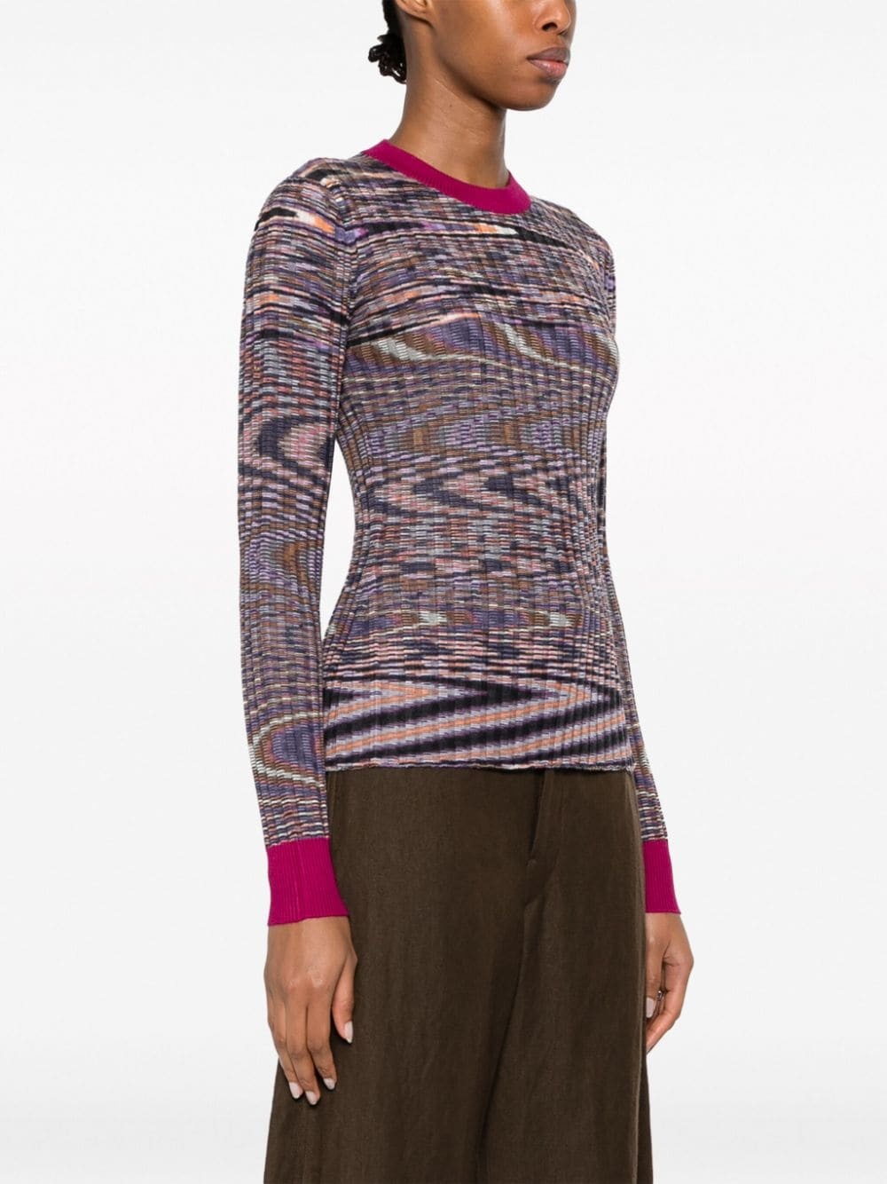 abstract-pattern cashmere-blend jumper - 3