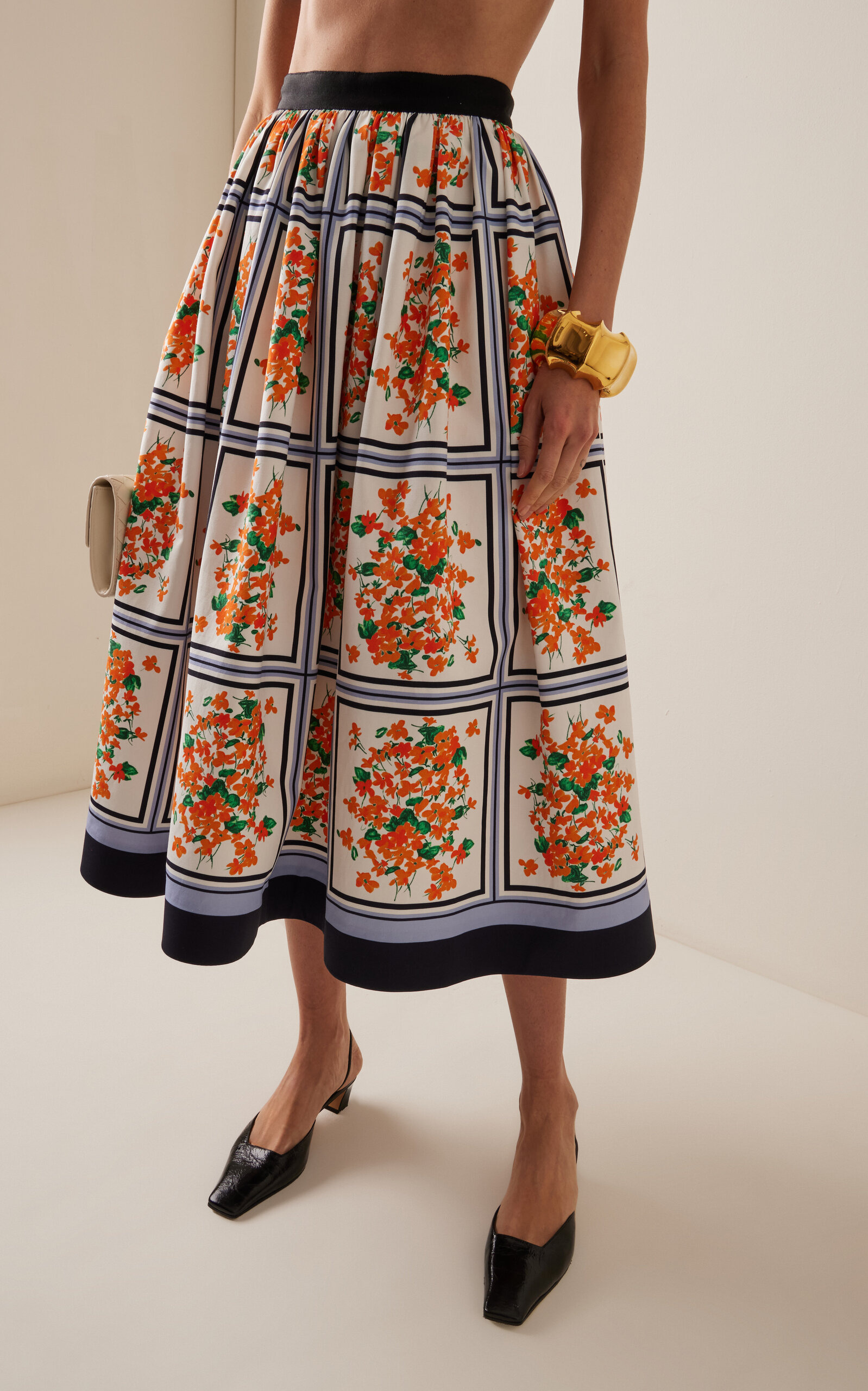 Cotton Faille Midi Skirt multi - 3