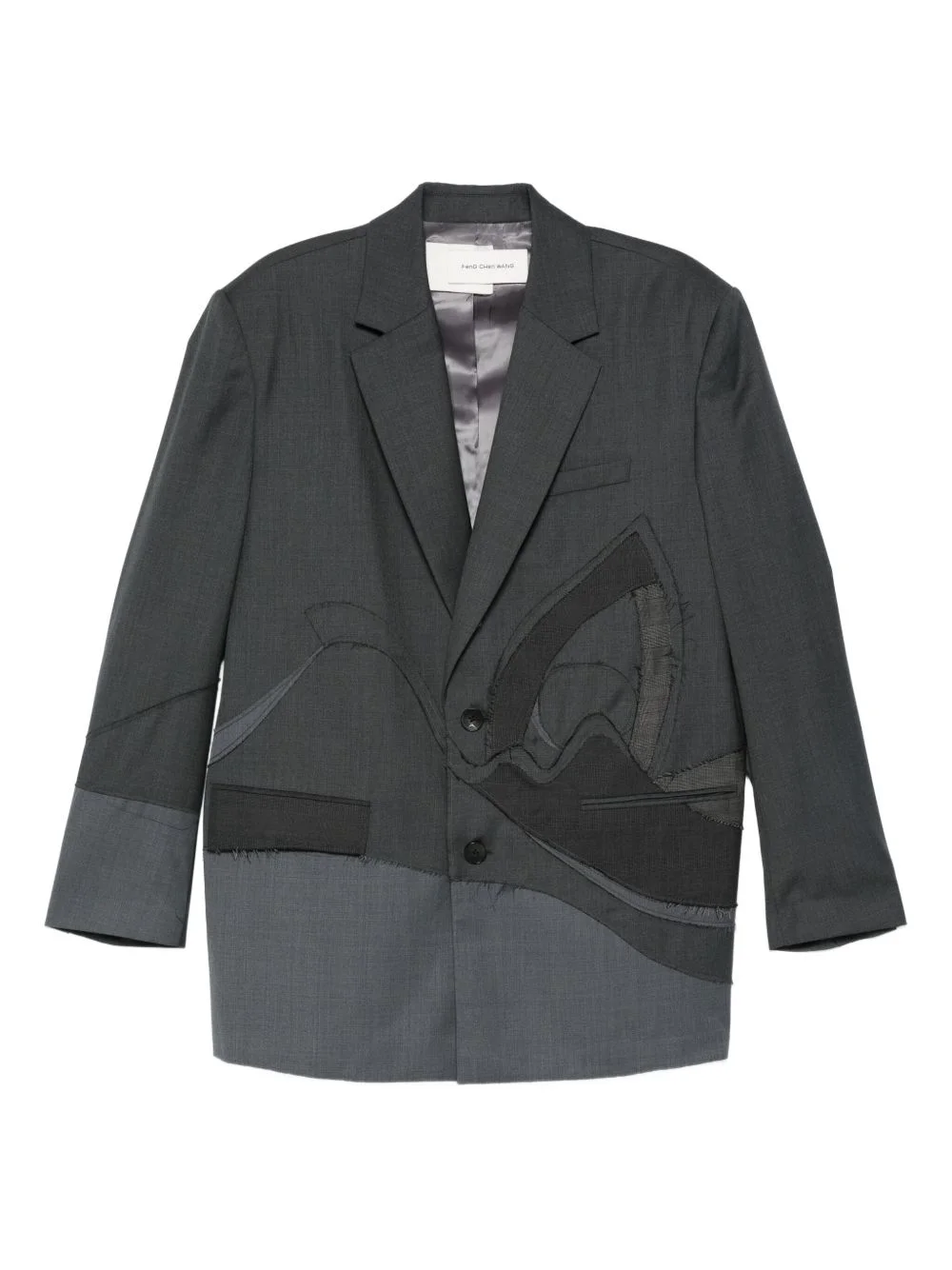 patchwork single-breasted blazer - 1