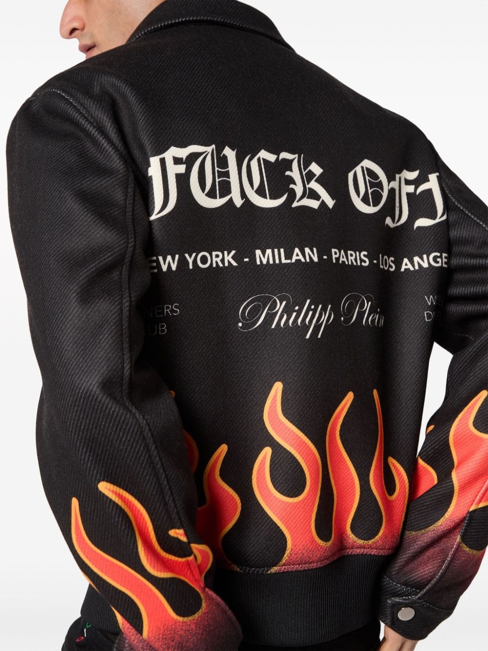 Flame-print bomber jacket - 5