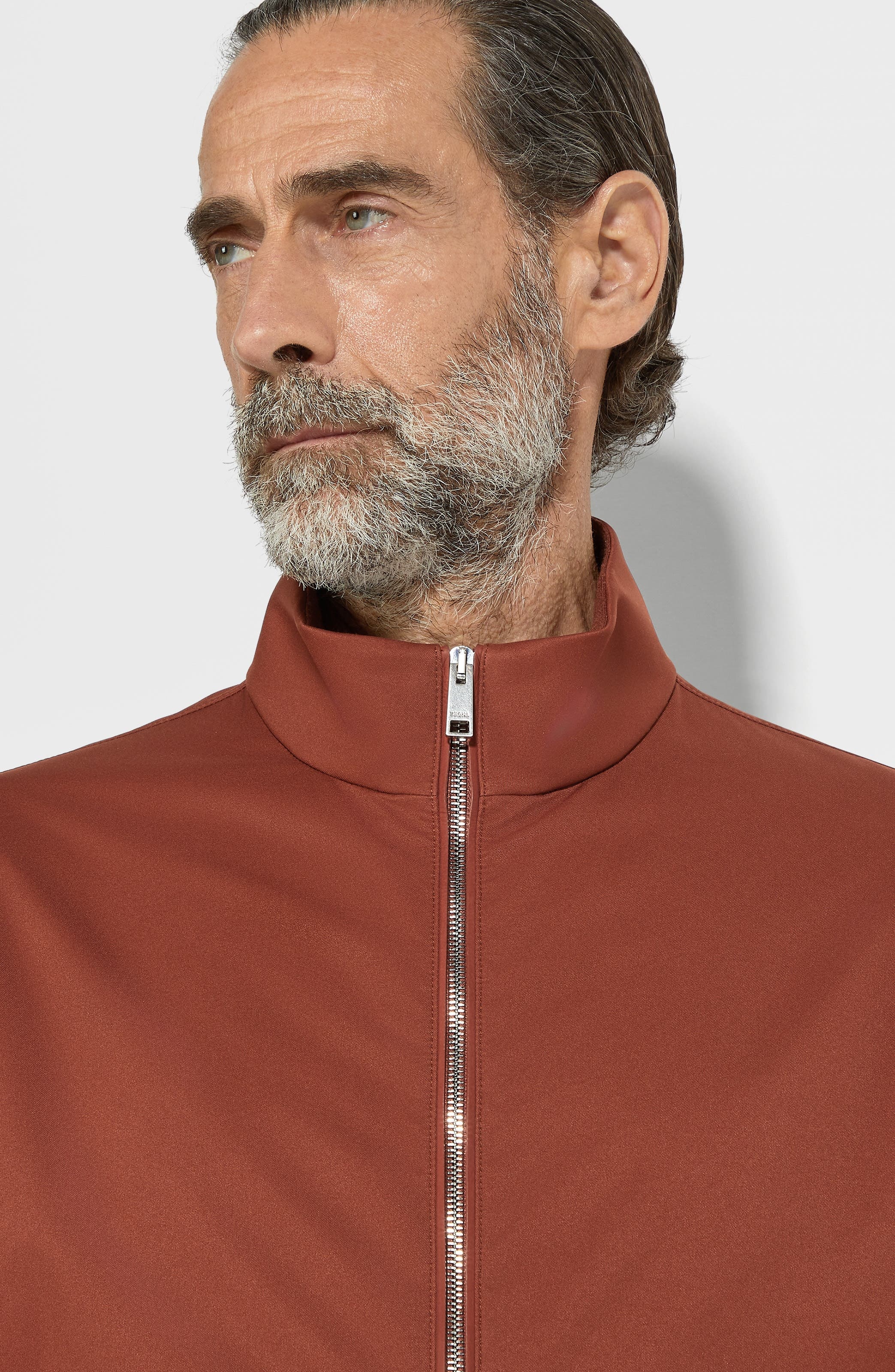 ZEGNA Stand Collar Jacket in Rust at Nordstrom - 3
