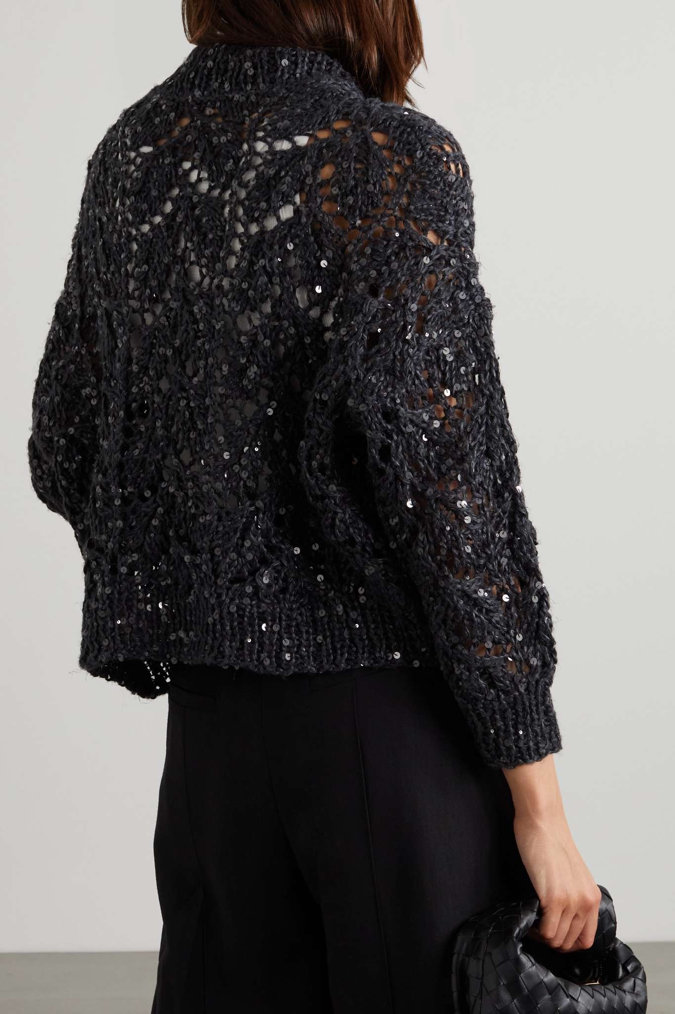 Sequin-embellished crocheted linen-blend cardigan - 4