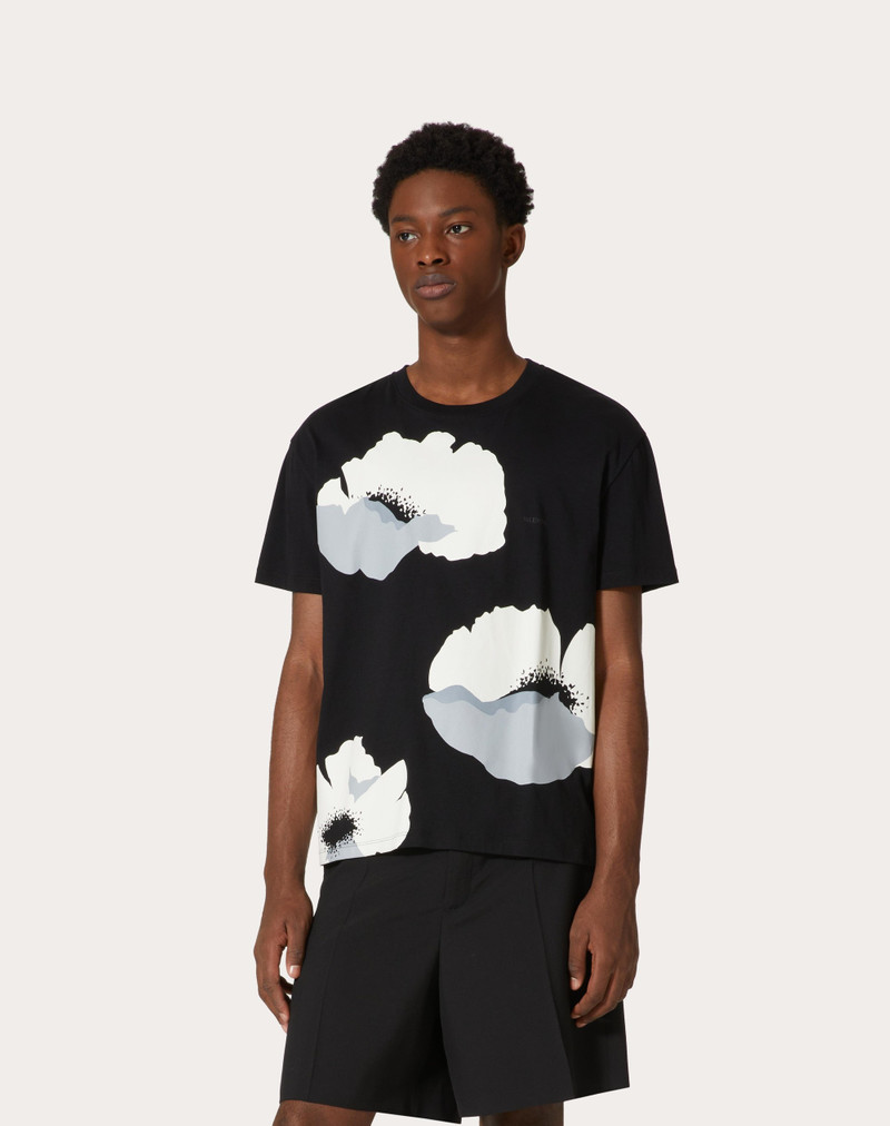 COTTON T-SHIRT WITH VALENTINO FLOWER PORTRAIT PRINT 3