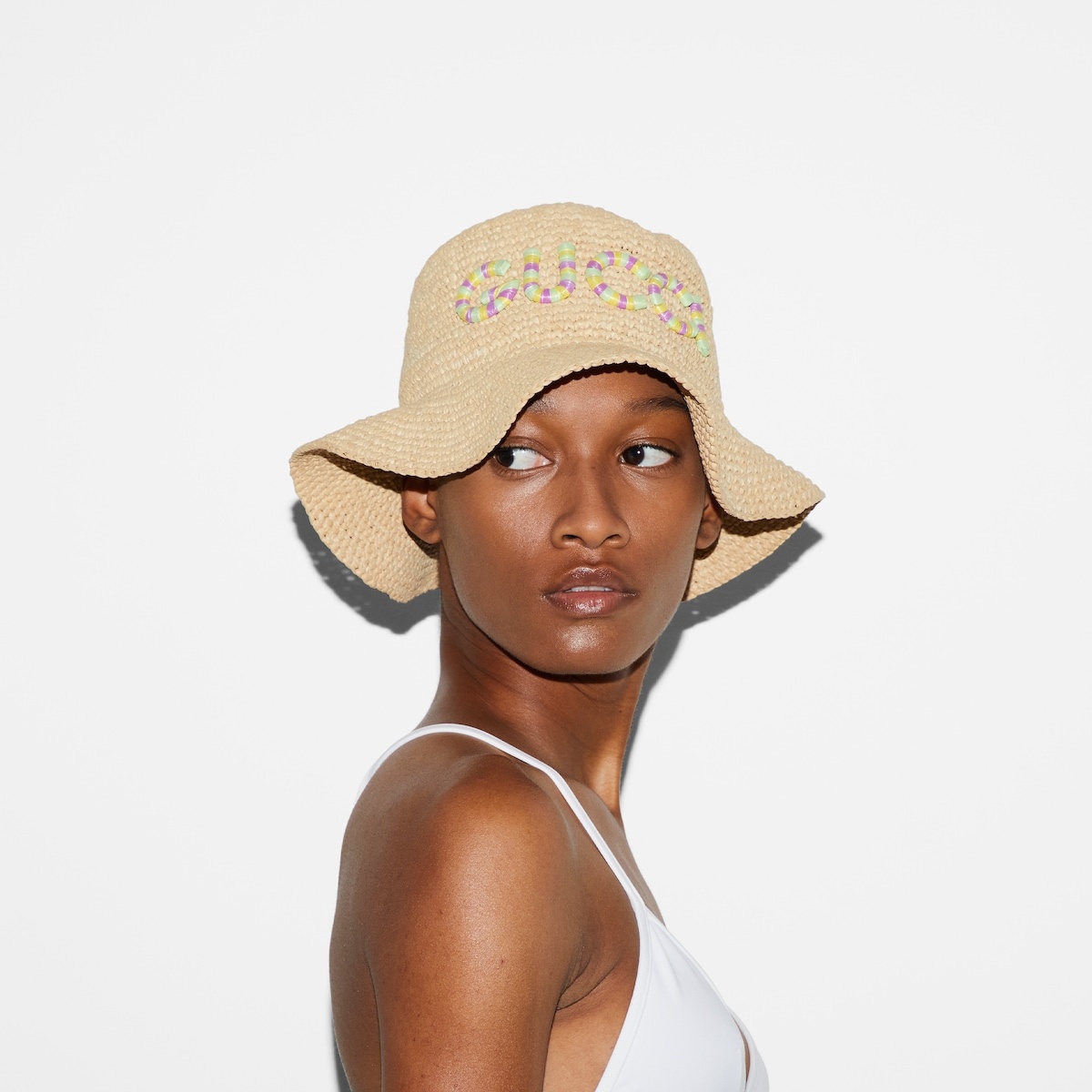 Straw hat with Gucci patch - 3