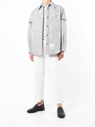 Thom Browne sky motif RWB stripe overshirt outlook