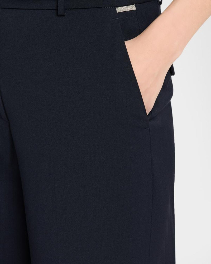 Cropped Straight-Leg Stretch Wool Pants 5