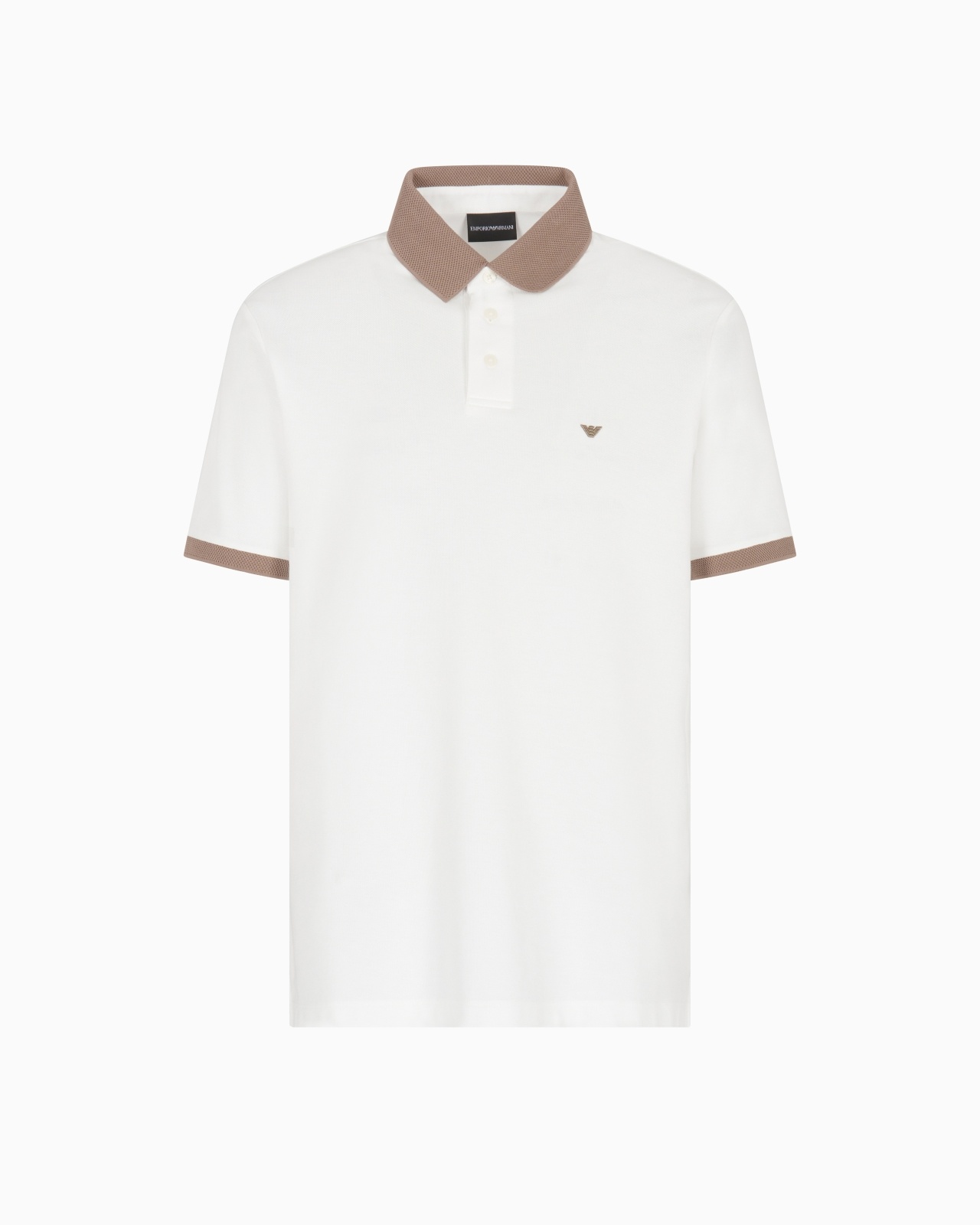PIQUÉ POLO SHIRT WITH CONTRASTING KNIT TRIM - 1