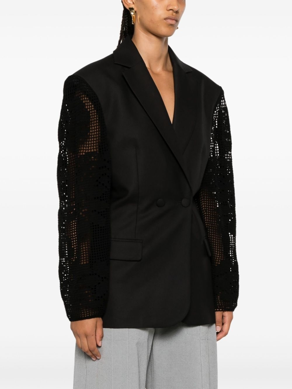 crochet-panel blazer - 3