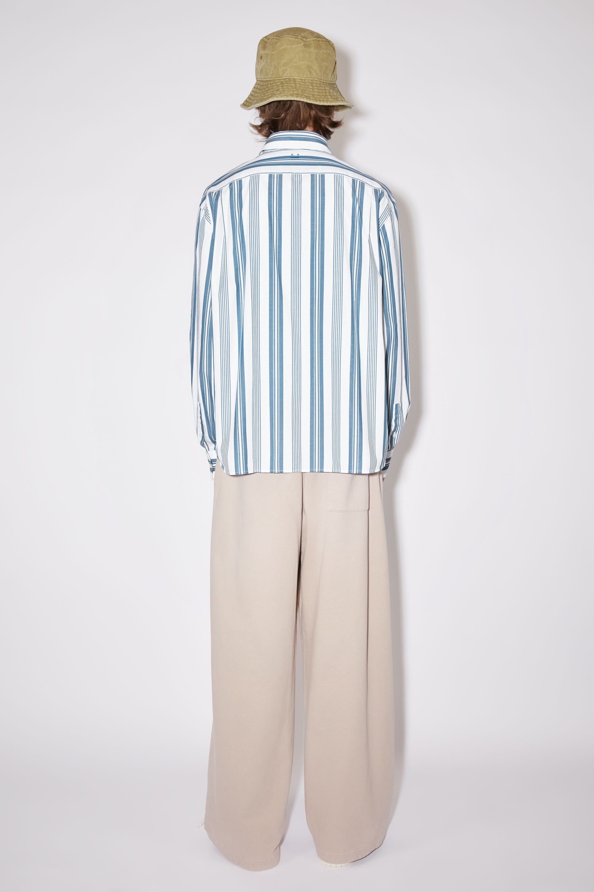 Stripe button-up shirt - White/Steel blue - 3