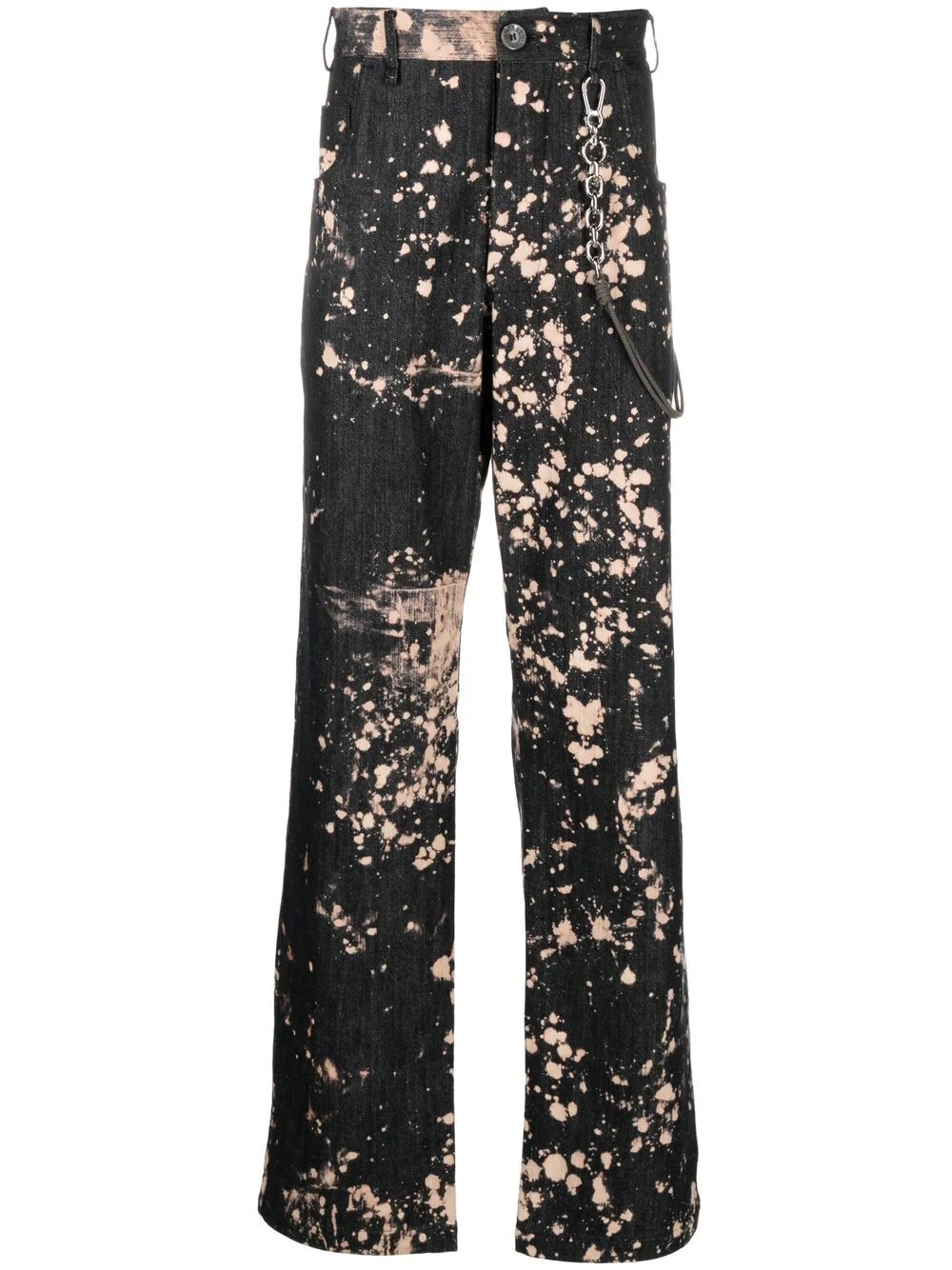 bleached-effect straight-leg trousers - 1