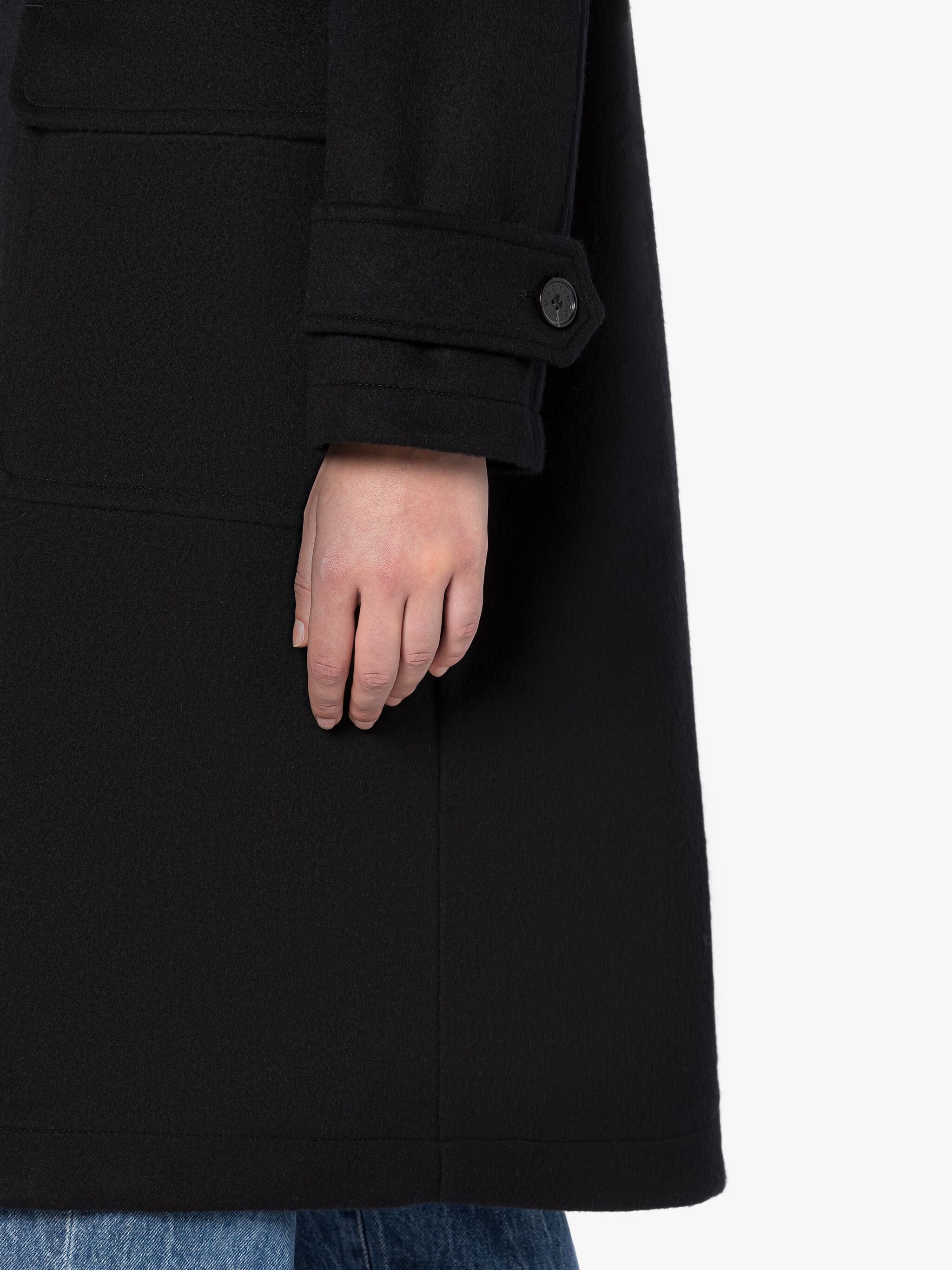 INVERALLAN BLACK WOOL DUFFLE COAT - 6
