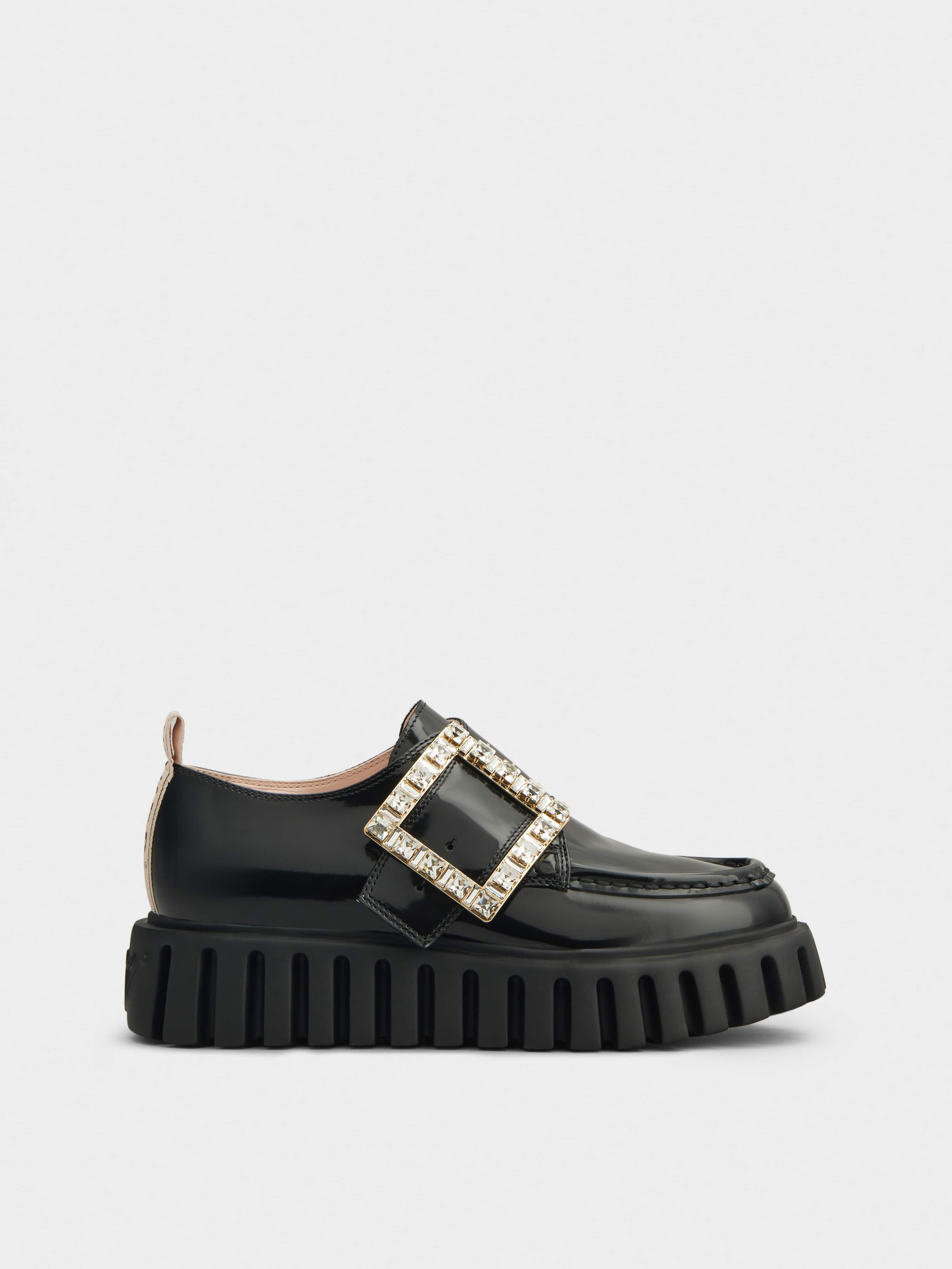 Viv’ Go-Thick Strass Buckle Loafers in Patent Leather - 1