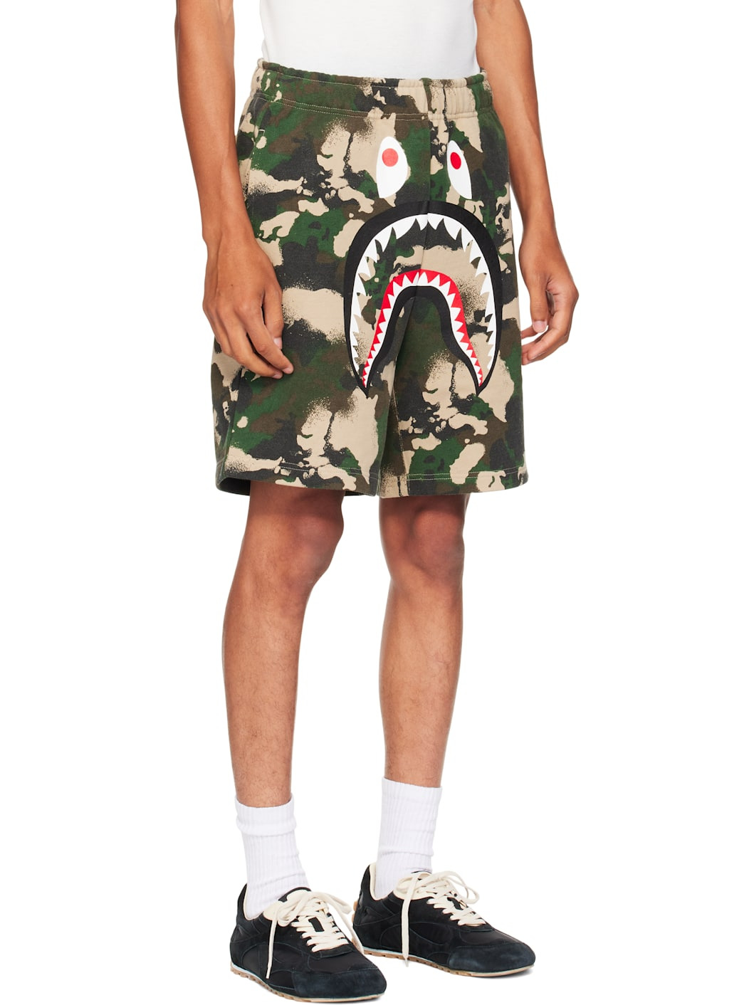 Green Map Camo Regular Fit Shark Sweat Shorts - 2