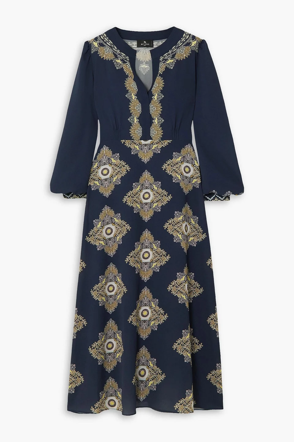 Printed crepe de chine midi dress - 1