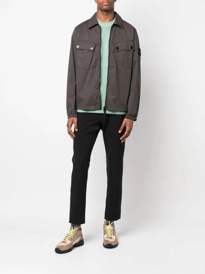 Stone Island Compass-patch zip-up shirt outlook