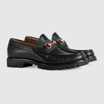 GUCCI Leather Web Horsebit loafer  outlook