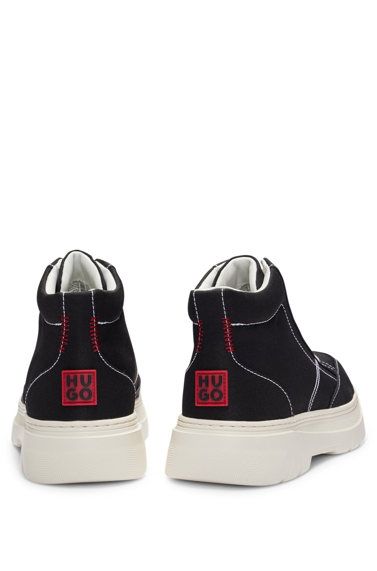 HIGH-TOP TRAINERS WITH RED STACKED-LOGO BADGE - 5