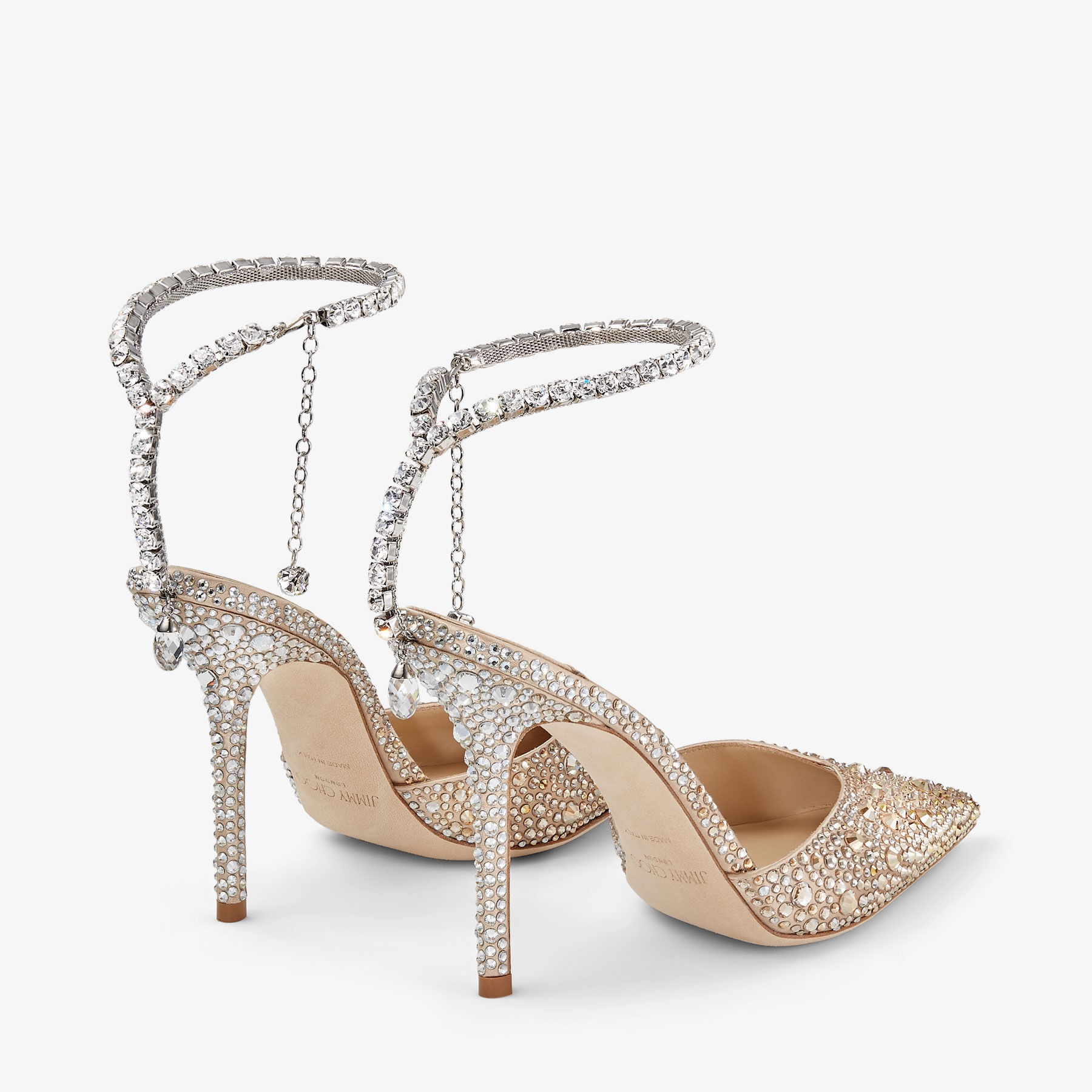 Saeda 100
Gold Satin Pumps with Swarovski Crystals - 5