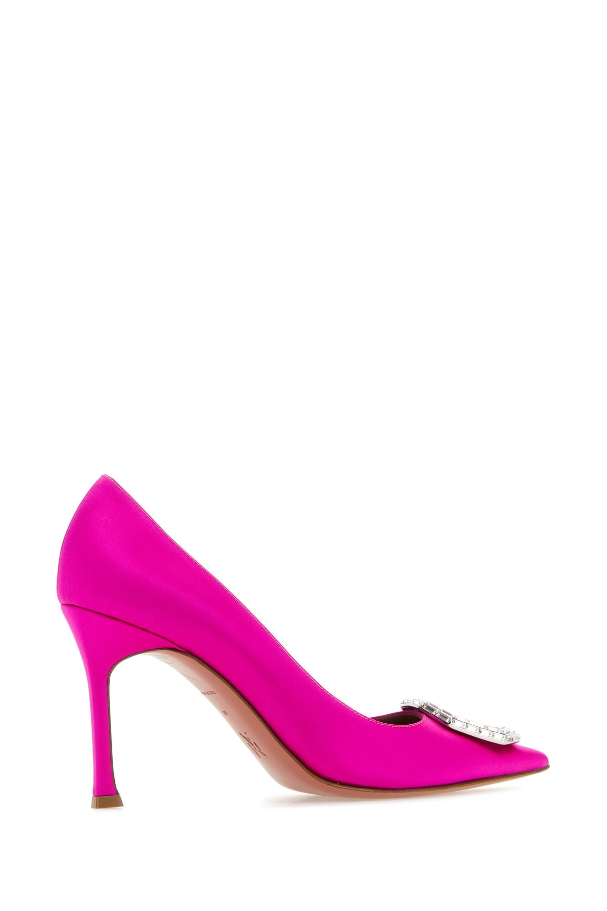 Fuchsia satin Camelia pumps - 3