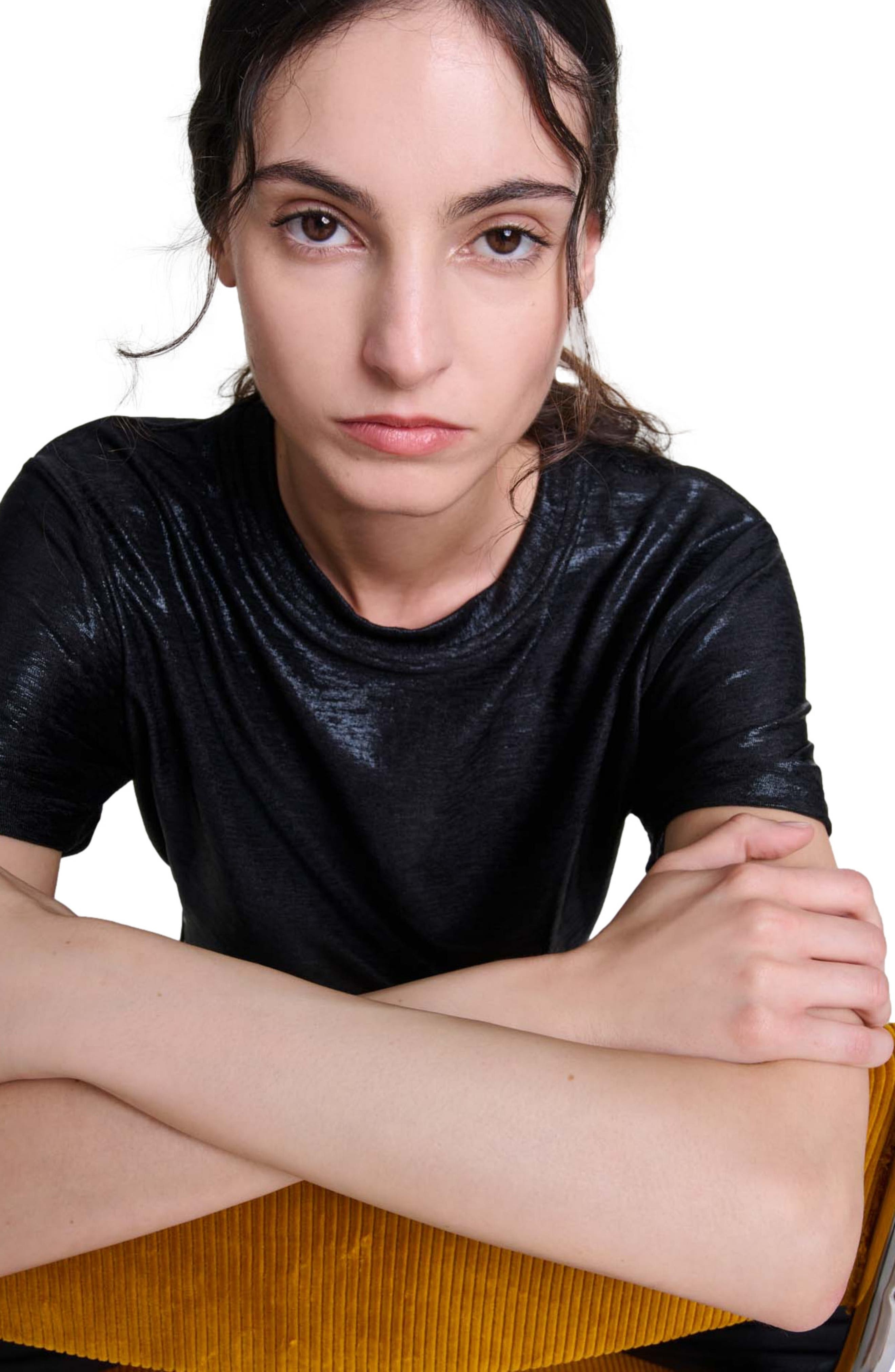 maje Lamé T-shirt in Black/glitter at Nordstrom - 9