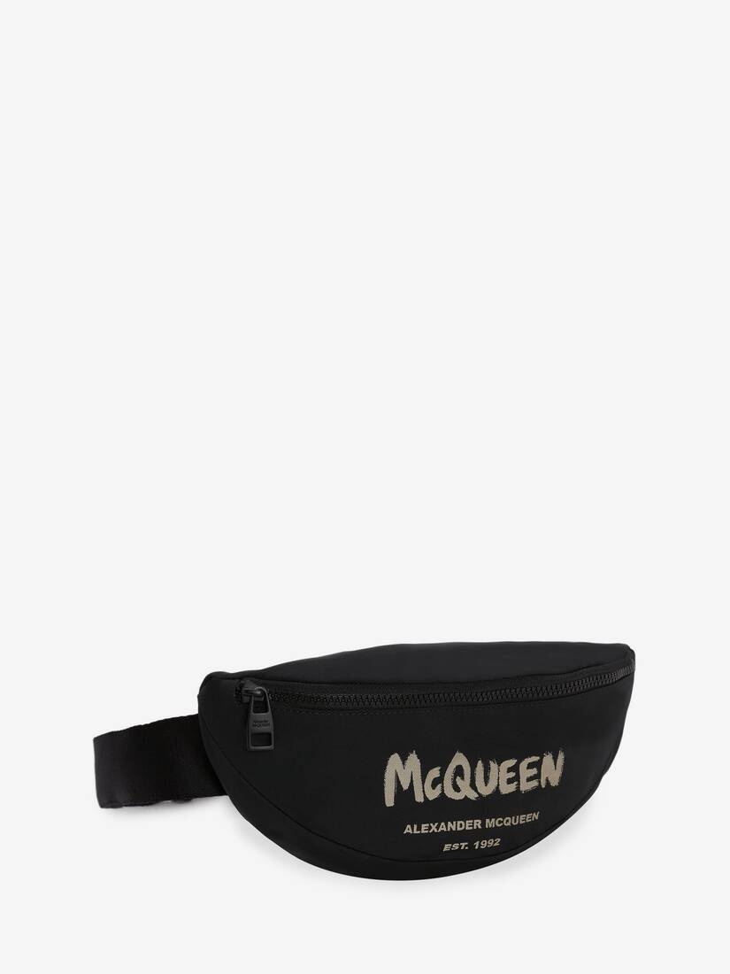 Mcqueen Graffiti Belt Bag in Black/off White - 2