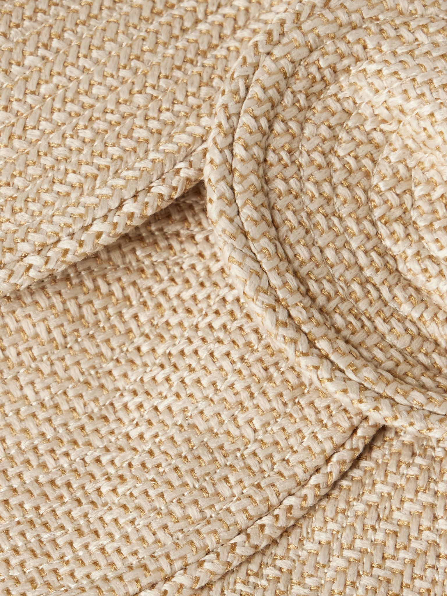 Florencia appliquéd strapless cropped woven top Taupe - 4
