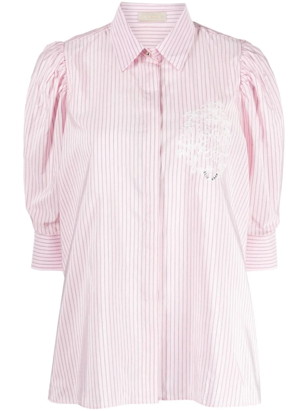 logo-embroidered pinstripe shirt - 1