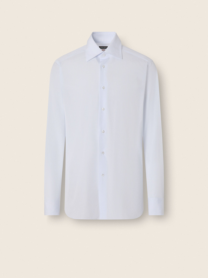 ZEGNA LIGHT BLUE AND WHITE CHECKED COTTON SHIRT outlook