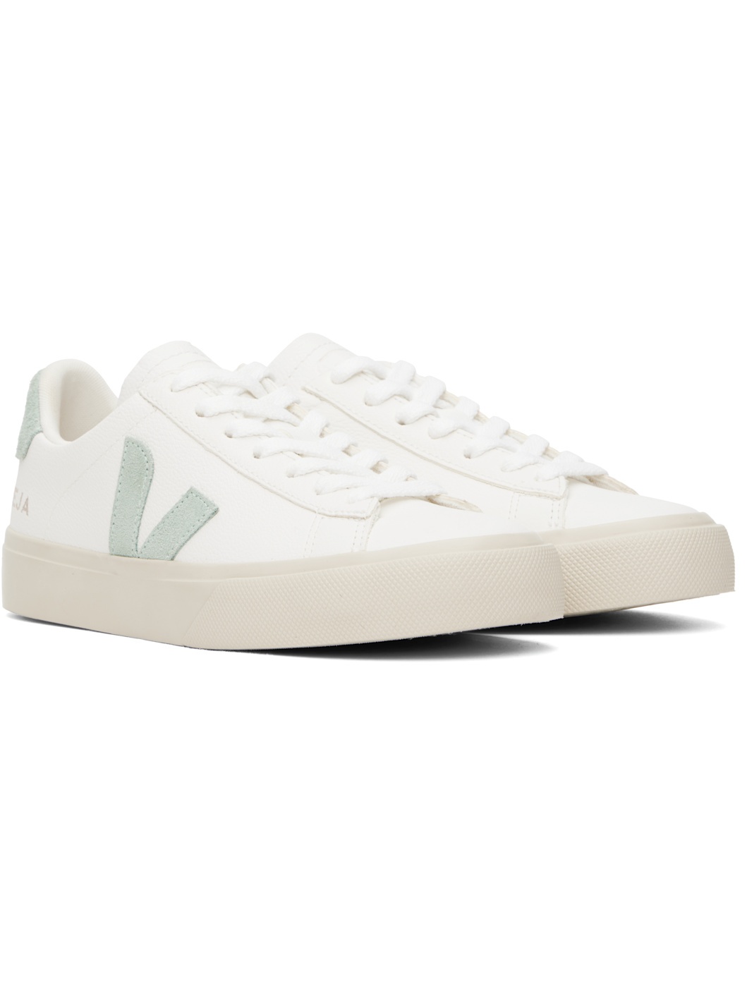 White & Green Campo Leather Sneakers - 4