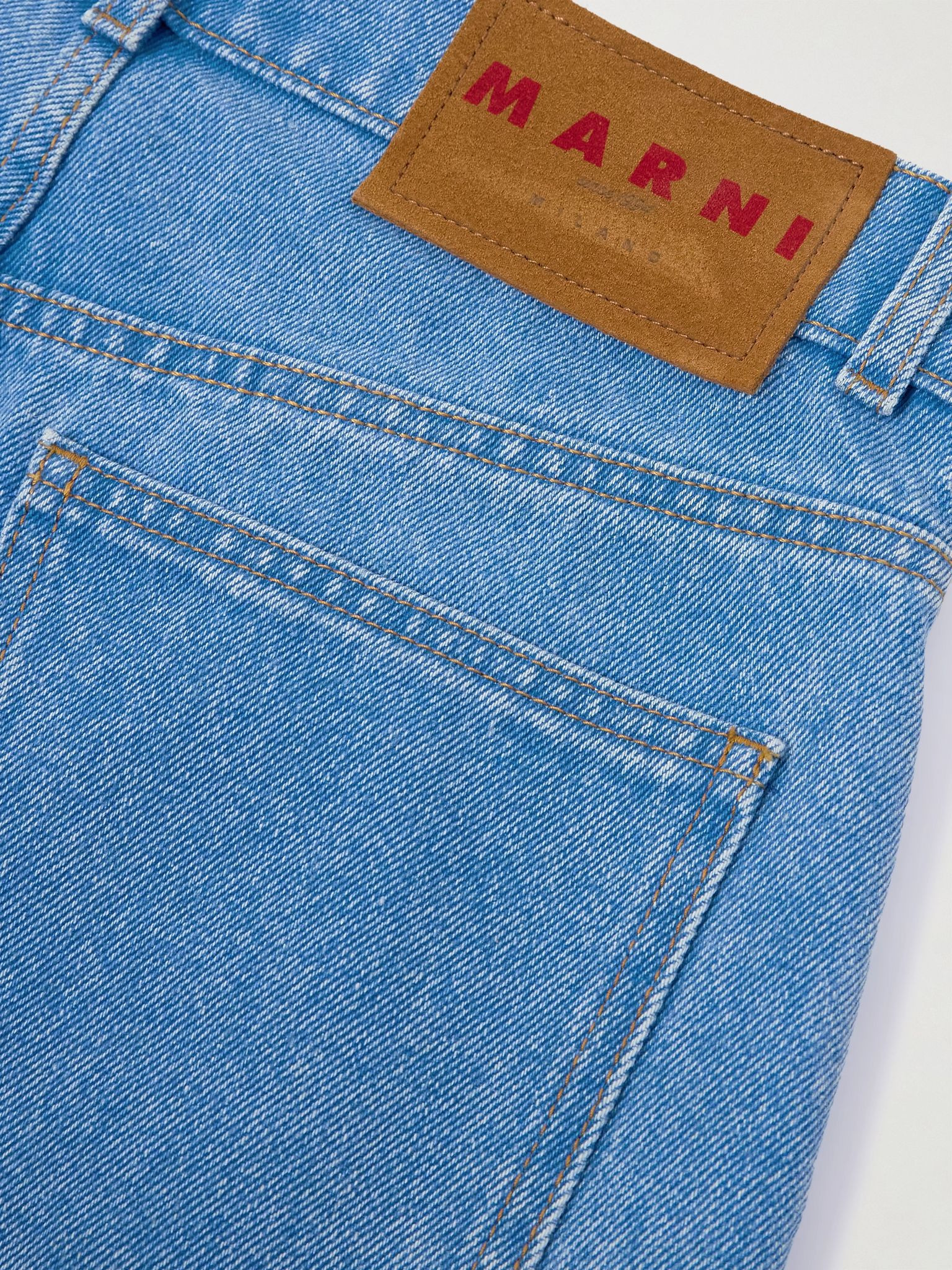 Cropped appliquéd mid-rise straight-leg jeans Blue - 6