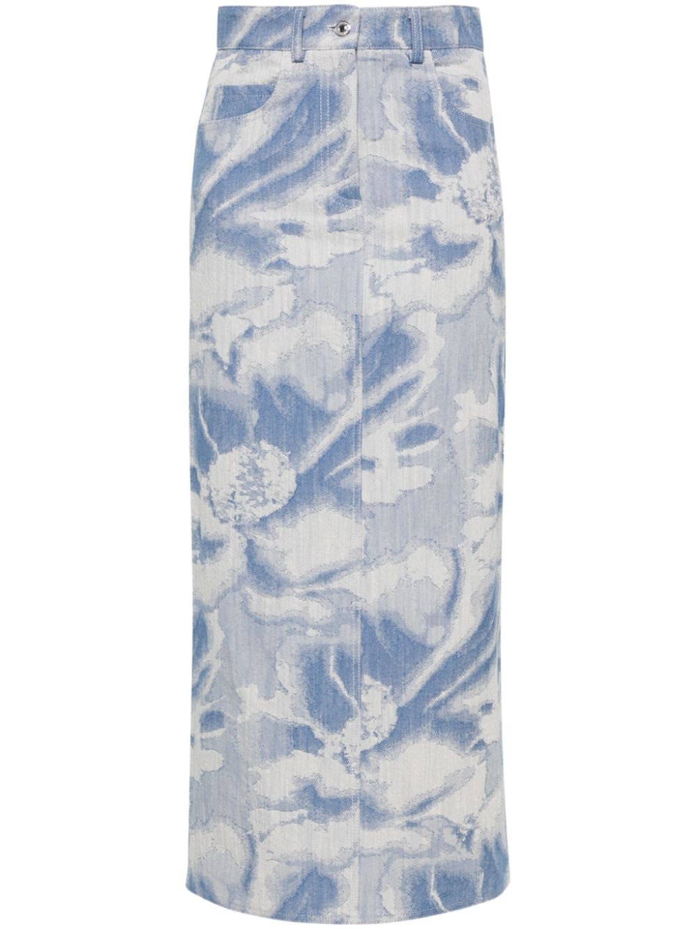 pattern-jacquard denim maxi skirt - 1